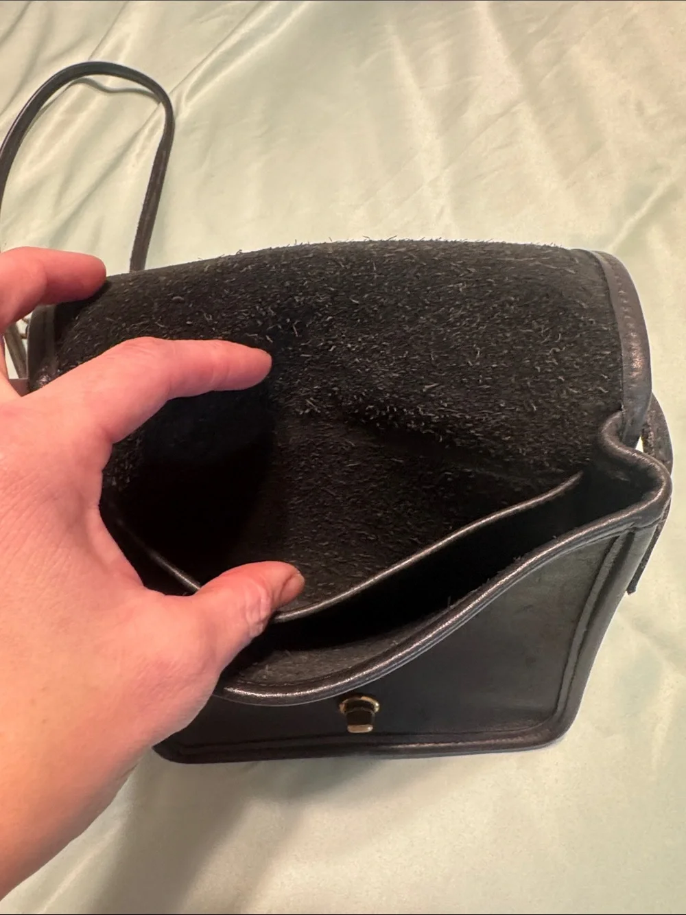 Coach Black Leather Crossbody with Gold Turnlock